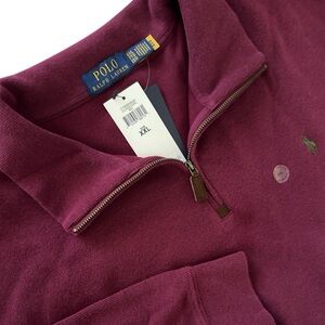 NWT Polo Ralph Lauren Wine Maroon Ribbed Long Sleeve Half Zip XXL